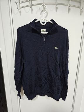 Lacoste Men's Navy Quarter-Zip Sweater